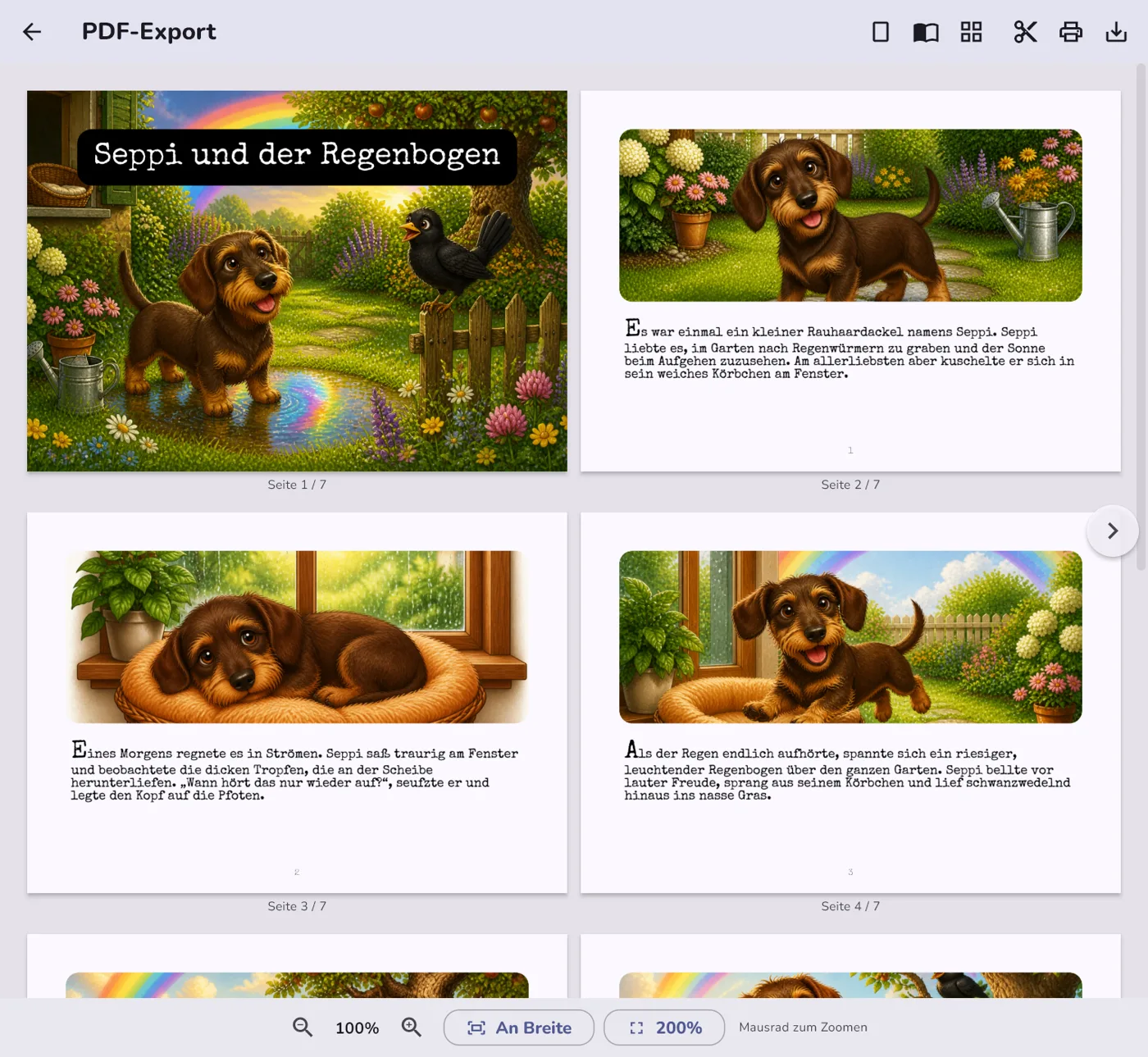 Druckfertige PDF-Vorschau mit Seiten